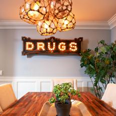 Fun Art and Lighting in an Eclectic Dining Room