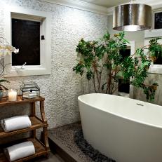 Transitional Bathroom With Stone Elements