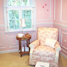 Toile Armchair in Pink Girl's Nursery