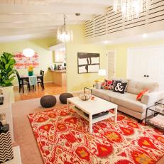 Eclectic Living Room With Ikat Rug