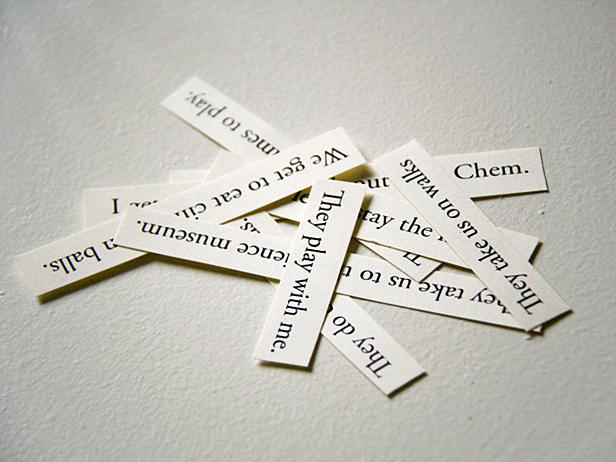 Holiday Messages Typed on Small Strips of Paper