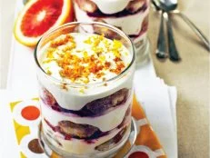 Colorful tiramisu with blood orange