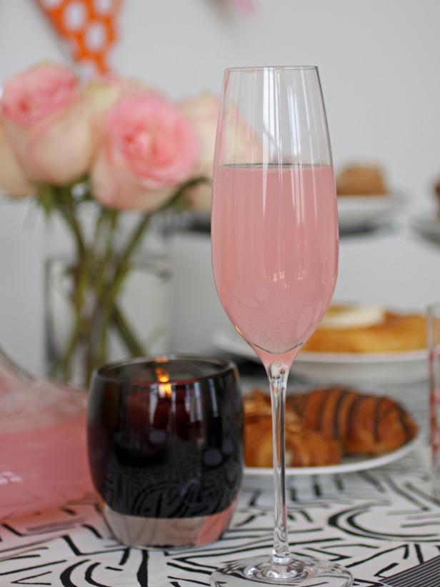 Pink brunch sparkling wine cocktail