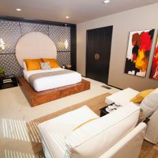 Contemporary Bedroom With Round Headboard