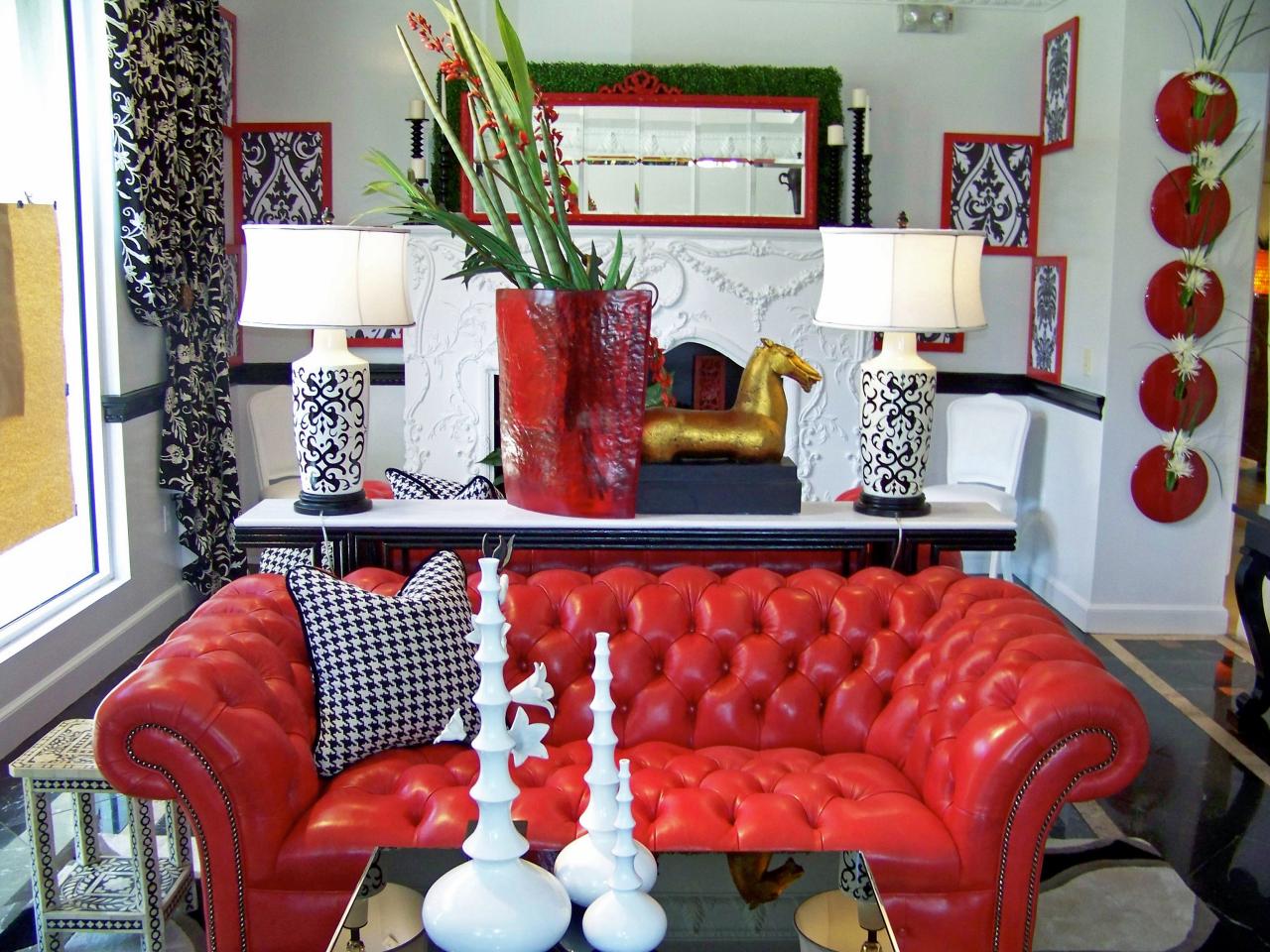 vintage red living room