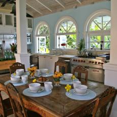 Country Cottage Kitchen With Arched Windows