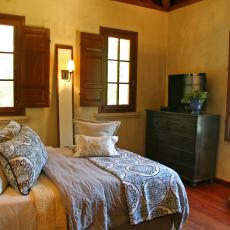Rustic Western Bedroom With Wooden Shutters