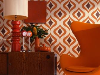 Brown and Orange Midcentury Modern Living Space
