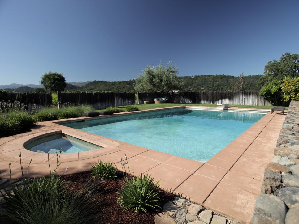 in ground pool and hot tub