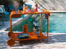 Contemporary Orange Pool Cart