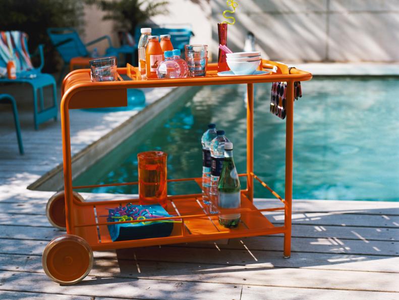 Contemporary Orange Pool Cart
