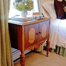 Vintage Bedside Table in Cottage Bedroom