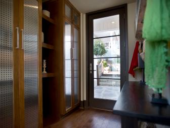 Traditional Foyer with Industrial Cabinet Doors