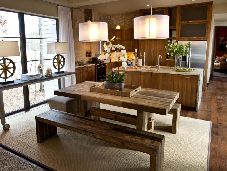 Kitchen With Wood Features and Picnic-Style Table