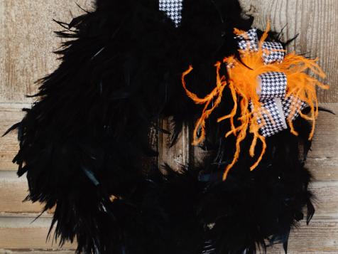 How to Make a Halloween Feather Wreath