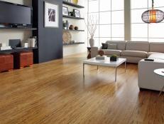 Living Room With Bamboo Flooring 