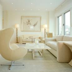 Monochromatic Living Room With Egg Chair