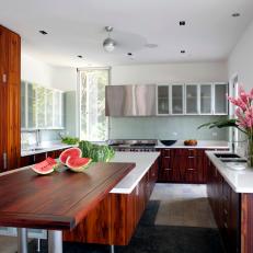 Bright Kitchen With Native Costa Rican Wood Cabinets