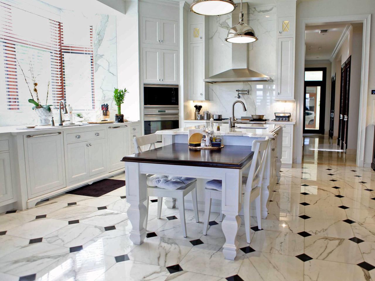 Marble Flooring Diy, Black And White Kitchen Floor Tiles