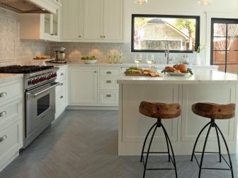 Kitchen With Herringbone Patterned Flooring