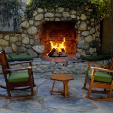 Cozy Outdoor Seating Area and Fireplace