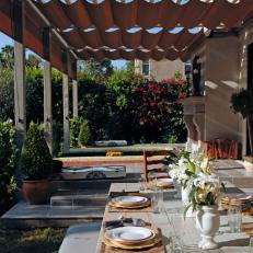 Outdoor Dining Area With Cloth Canopy