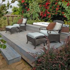 Raised Lounging Deck With Hot Tub