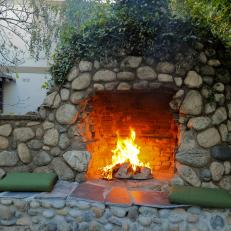 Rustic Outdoor Stone Fireplace 