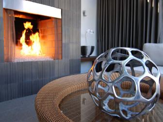 Small Living Room Fireplace and Sculpture