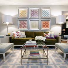 Colorful Modern Living Room Multi-Color Patterned Art Display