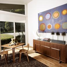 Modern Family Room With Credenza and Kids' Table
