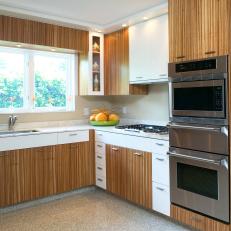 Contemporary Kitchen With Zebrawood Cabinets