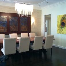 Contemporary Dining Room With Modern Chandelier