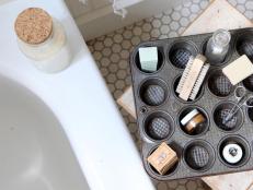 Muffin Pan Holding Toiletries