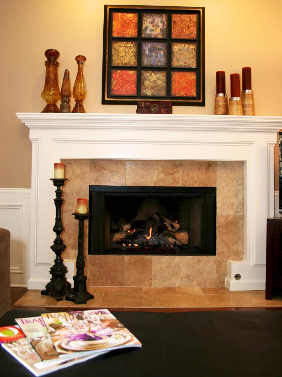 fireplace mantel surround tile living hgtv mantels mantle transitional neutral hearth stone colors roof email marble orange