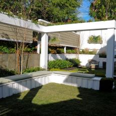 Outdoor Pergola Decorated With Flowering Plants