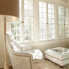 White Tufted Armchair and Ottoman