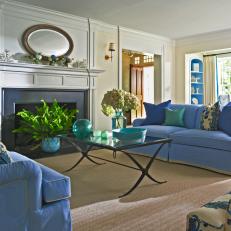 Crisp Blue and White Living Room