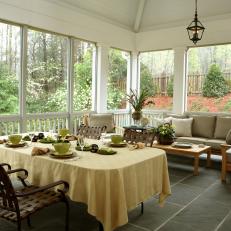 Traditional Screened Porch With Earthy Hues