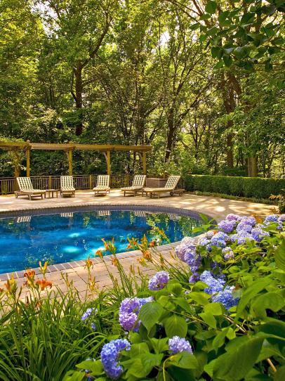 backyard rectangular pool landscape design