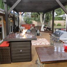 Outdoor Kitchen With Tabletop Fire Pit 