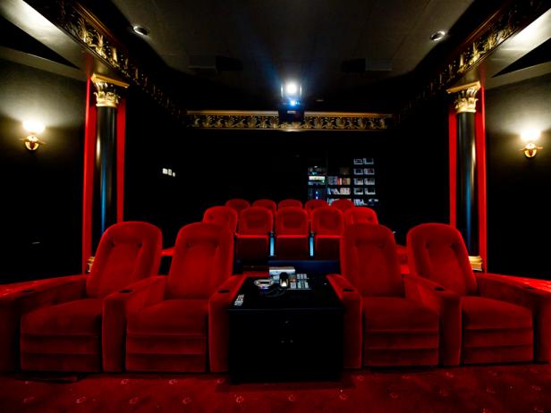 Home Theater With Red Velvet Movie Chairs In Luxury Mansion Hgtv This 3,000 seat venue is host to many world class entertainers. theater with red velvet movie chairs