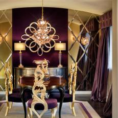 Opulent Purple and Gold Dining Room