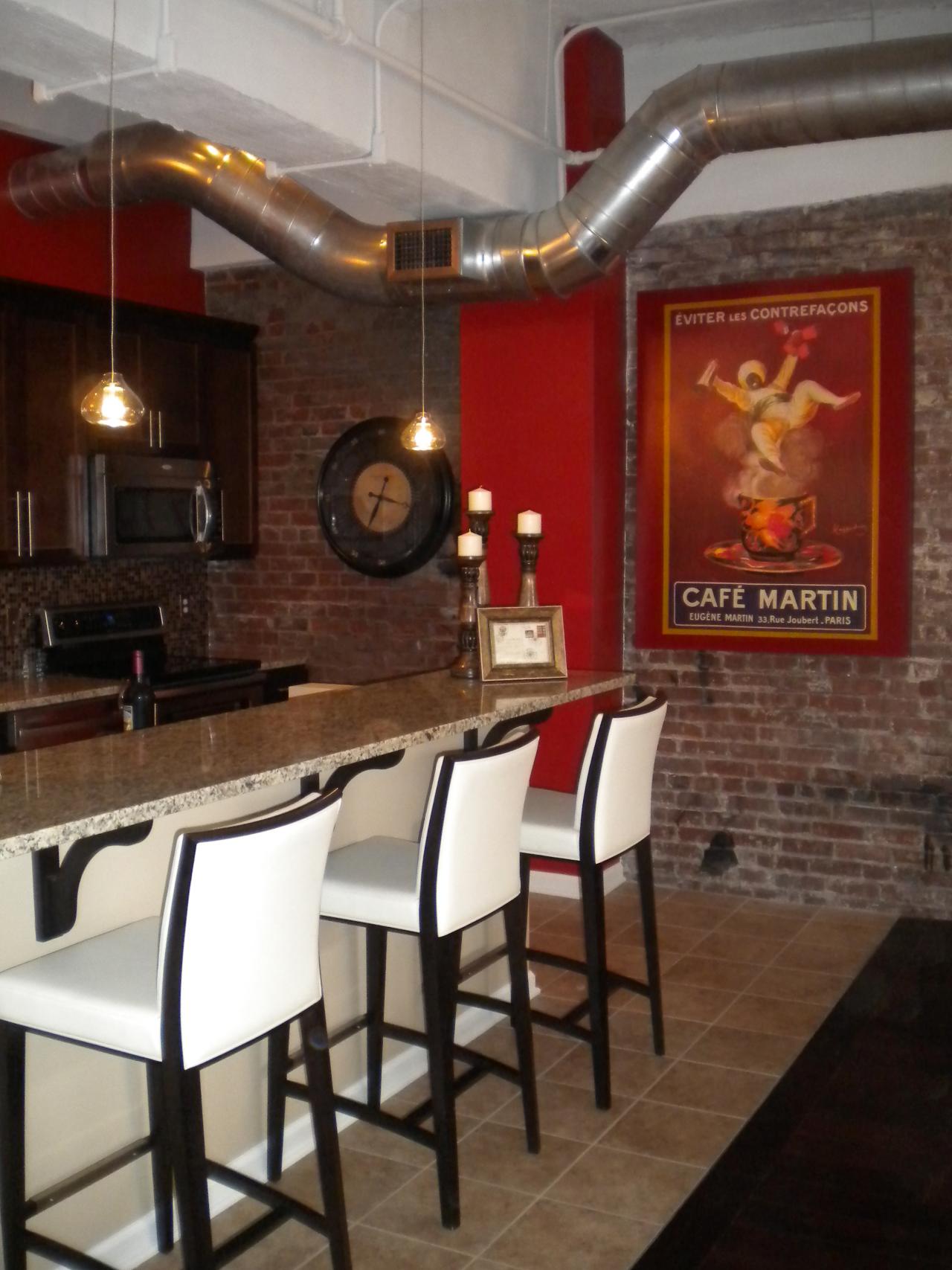 Contemporary Bar With Brick Wall and Exposed Ductwork | HGTV