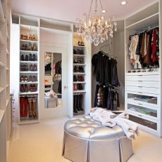 White Traditional Walk-In Closet for Her