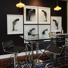 Contemporary Dining Room With Black and White Wall Art