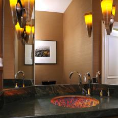 Elemental Contemporary Bathroom With Lava Red Sink