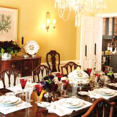 Traditional Dining Room with Yellow Walls