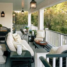 Traditional Front Porch With Lantern-Style Lighting