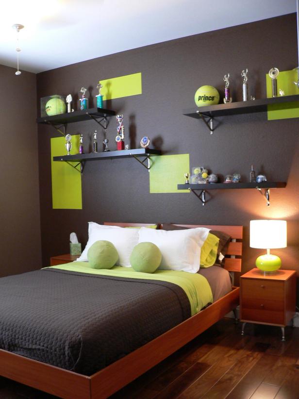 Brown and Green Bedroom